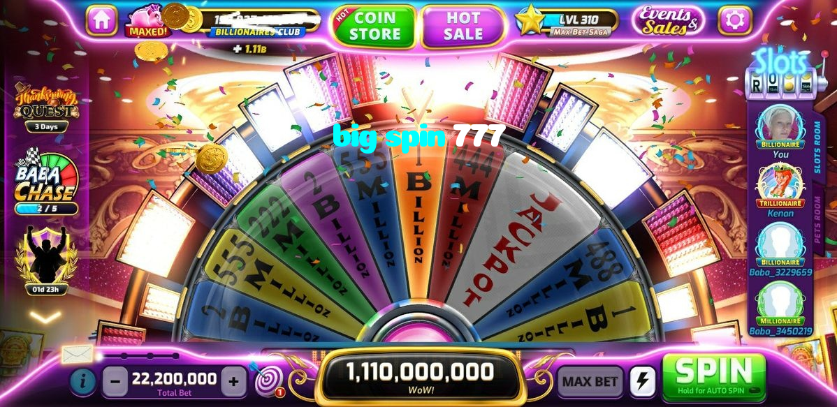 big spin 777 casino presented on mobile device in Pakistan with slots and live games